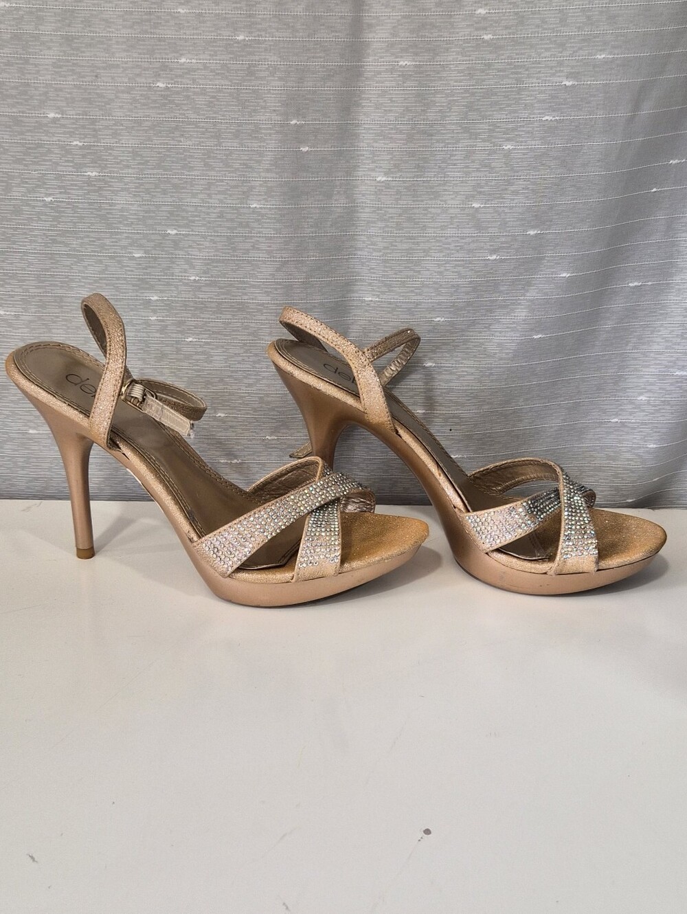Deb Rose Gold Embellished Strappy Heels Size 7
